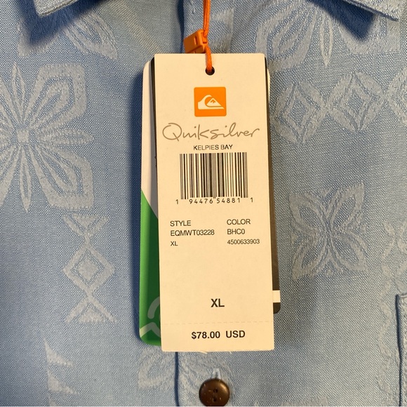 NEW Quicksilver Waterman XL Comfort Fit Men’s Short Sleeve Hawaiian Style Shirt - Picture 4 of 7